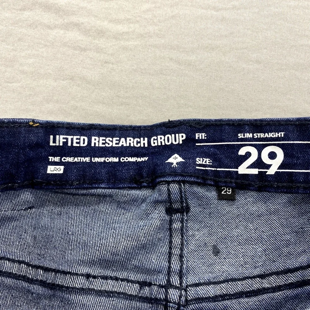 NEW LRG Lifted Research Group Jeans Mens 29x30 Slim Straight Stretch Dark Wash ^